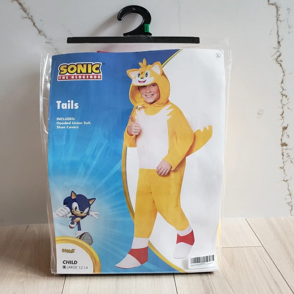 Sonic the Hedgehog Tails Costume Kids Large Yellow Jumpsuit Spirit Halloween